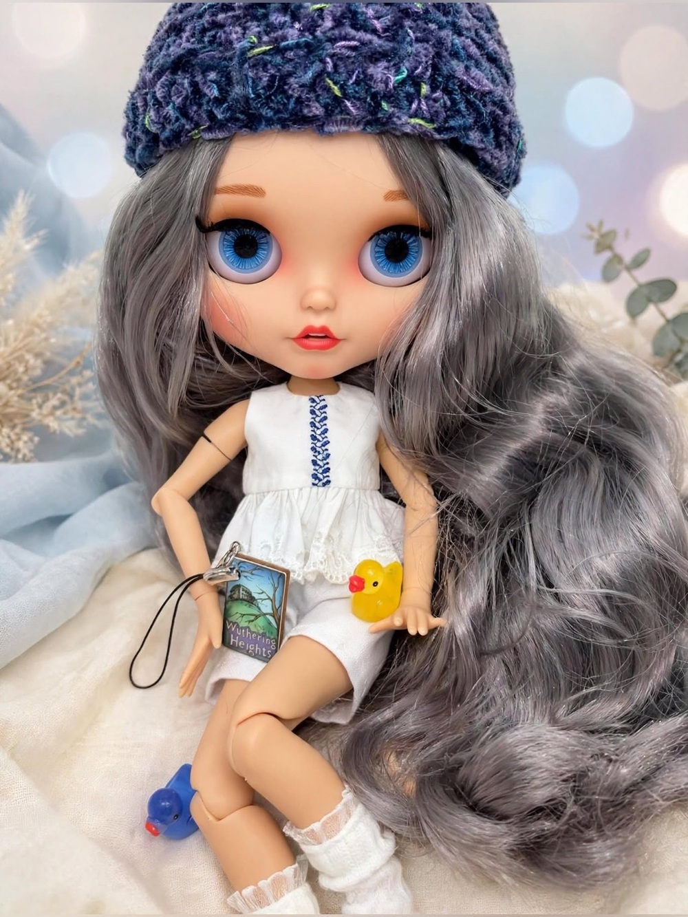 Factory Blythe Doll - Silver Hair, Uncustomized - Includes Beanie Hat to Cover
